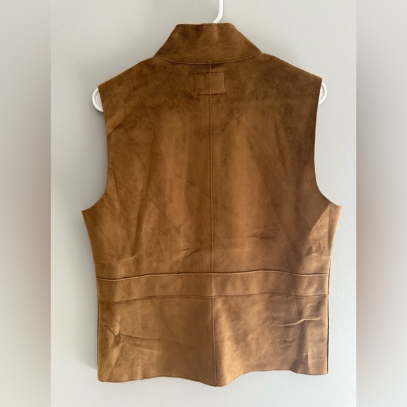 Lauren Ralph Lauren Faux Suede Vest Women’s SZ M Camel Brown Full Zip Mock Neck - Picture 5 of 7